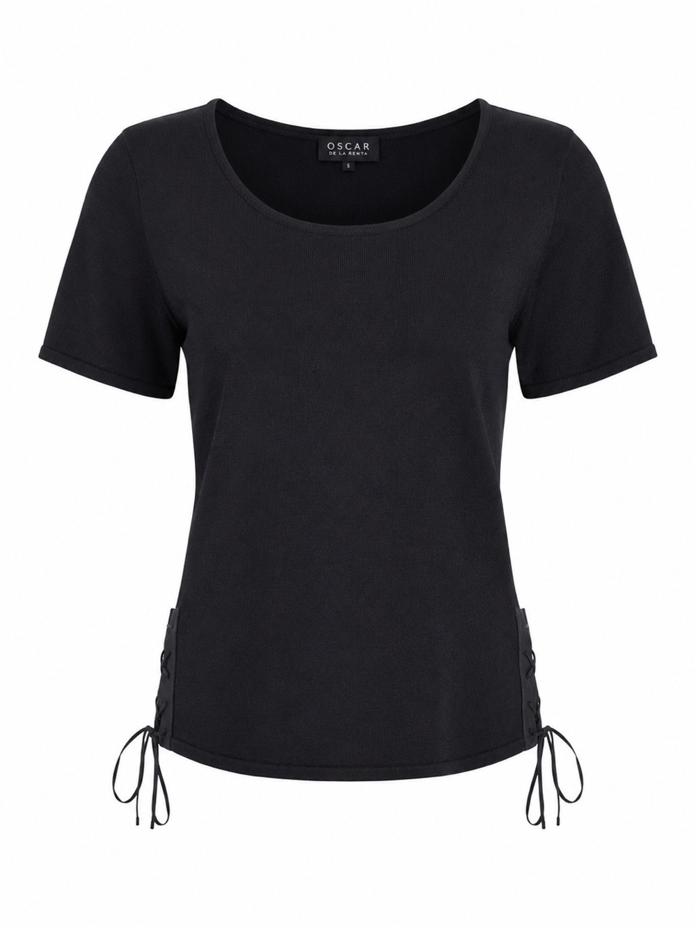 Oscar by Oscar de la Renta Black Lace-Up Side Knit Top Size Small
